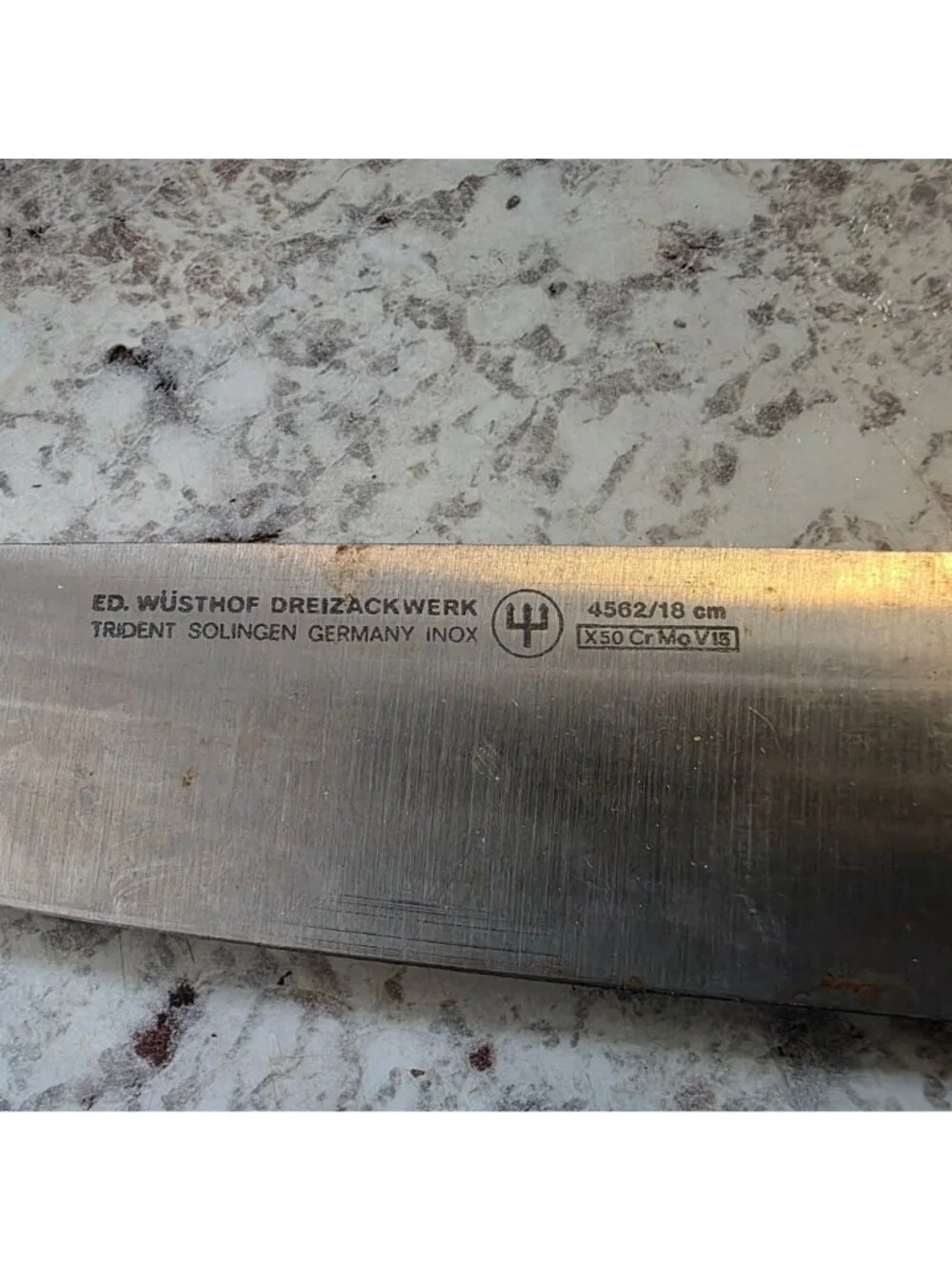 Wüsthof 4562 Trident Solingen Germany 18cm Chefs Knife Stainless Steel Black Han